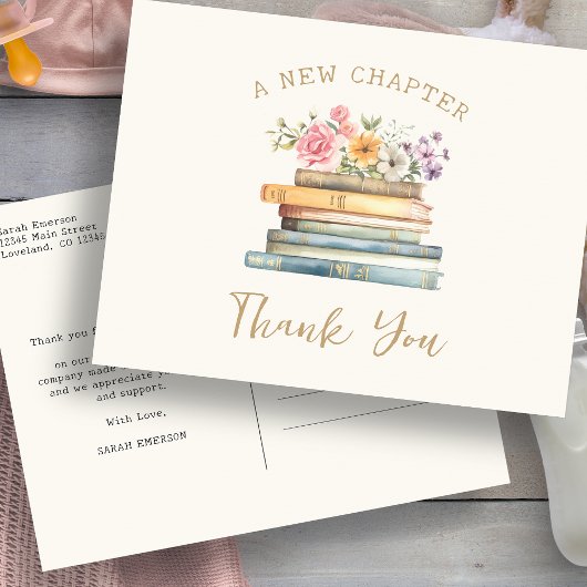 Ein neues Kapitel Baby Dusche Vielen Dank Postkarte