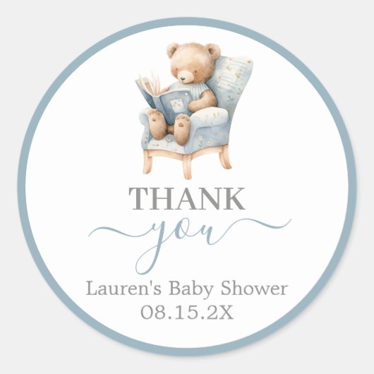 Ein neues Kapitel Babydusche Boy Round Sticker (Vorderseite)