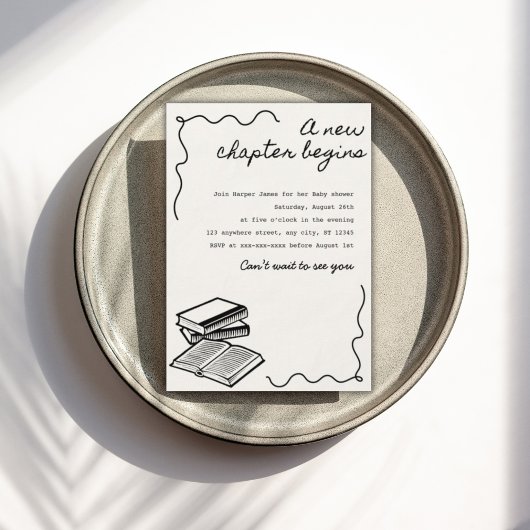 Ein neues Kapitel Babydusche Einladung