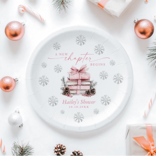 Ein neues Kapitel beginnt, Baby Shower mit rosa Sc Pappteller