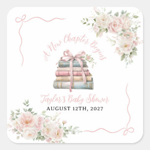Ein neues Kapitel beginnt Baby Shower Quadratischer Aufkleber