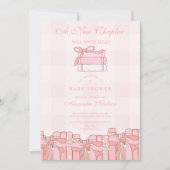 Ein neues Kapitel beginnt bald mit der Babydusche Einladung (Vorderseite)