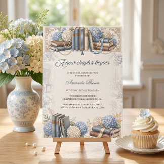 Ein neues Kapitel beginnt Blaue Babyparty für Jung Einladung