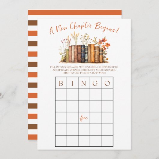 Ein neues Kapitel beginnt! Brautparty BINGO-Spiel Einladung (Vorne/Hinten)