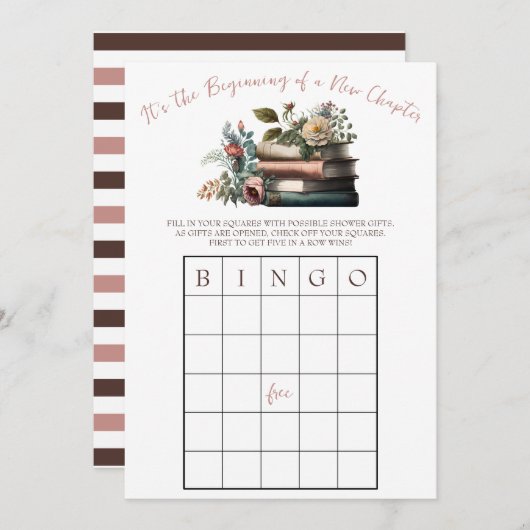 Ein neues Kapitel beginnt! Brautparty BINGO-Spiel Einladung (Vorne/Hinten)