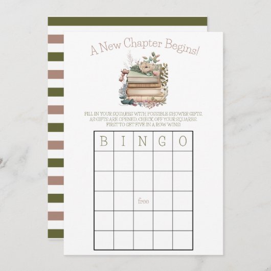 Ein neues Kapitel beginnt! Brautparty BINGO-Spiel Einladung (Vorne/Hinten)