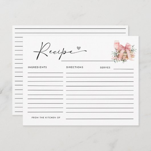 EIN NEUES KAPITEL BEGINNT BRAUTPARTY RECIPS BEGLEITKARTE (Vorne/Hinten)