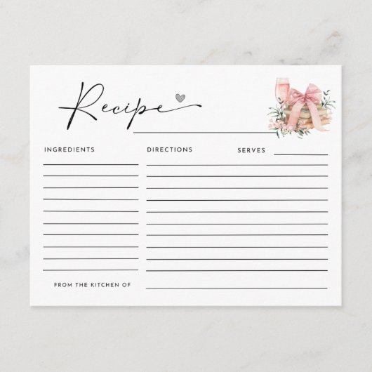 EIN NEUES KAPITEL BEGINNT BRAUTPARTY RECIPS BEGLEITKARTE (Vorderseite)