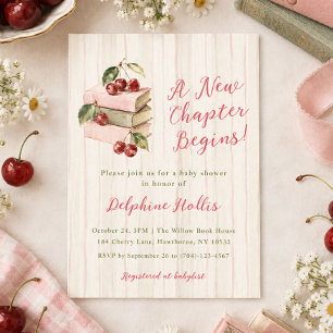 Ein neues Kapitel beginnt Cherry Books Baby Shower Einladung