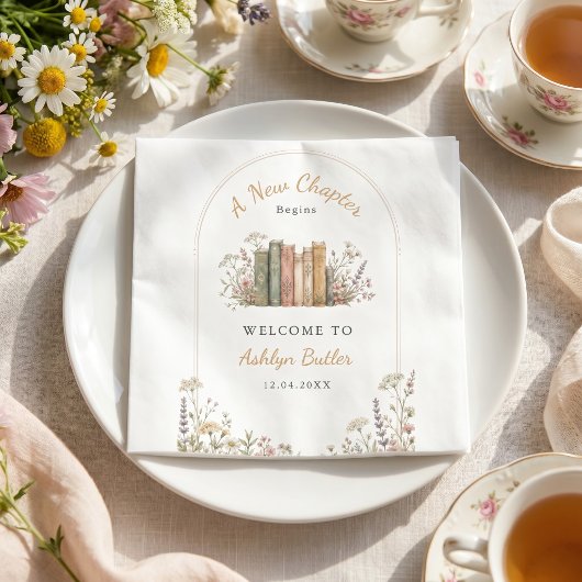 Ein neues Kapitel beginnt Chic Buch Gold Vorlage Serviette