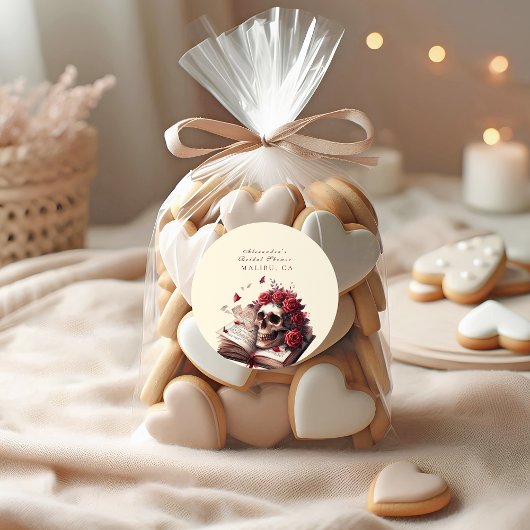 Ein neues Kapitel beginnt das gotische Brautparty Runder Aufkleber