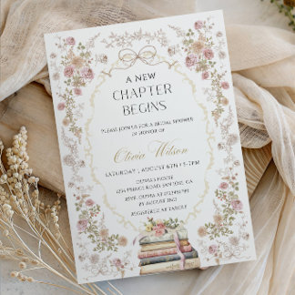Ein neues Kapitel beginnt - Elegante Brautparty Einladung