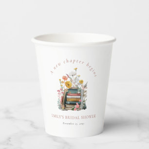 Ein neues Kapitel beginnt Florale Bücher Brautpart Pappbecher