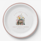 Ein neues Kapitel beginnt Florale Bücher Brautpart Pappteller (Vorderseite)