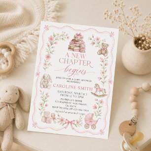 Ein neues Kapitel beginnt Florales Buch Baby Showe Einladung