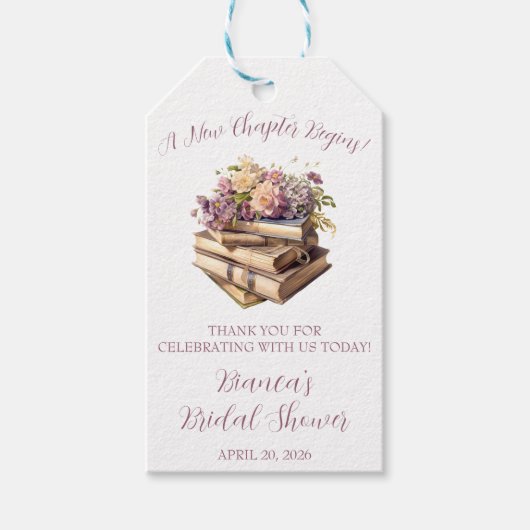 Ein neues Kapitel beginnt! Frühlingsfloral-Brautpa Geschenkanhänger (Vorderseite)