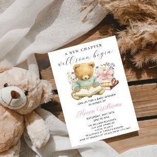 Ein neues Kapitel beginnt Girl Bear Books Babypart Einladung