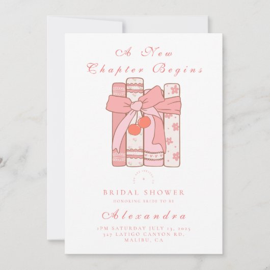 Ein neues Kapitel beginnt Kirschbogen-Rosa Brautpa Einladung (Vorderseite)