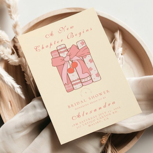 Ein neues Kapitel beginnt Kirschbogen-Rosa Brautpa Einladung