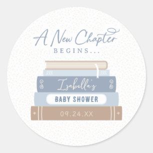 Ein neues Kapitel beginnt mit dem Babyduschaufkleb Runder Aufkleber