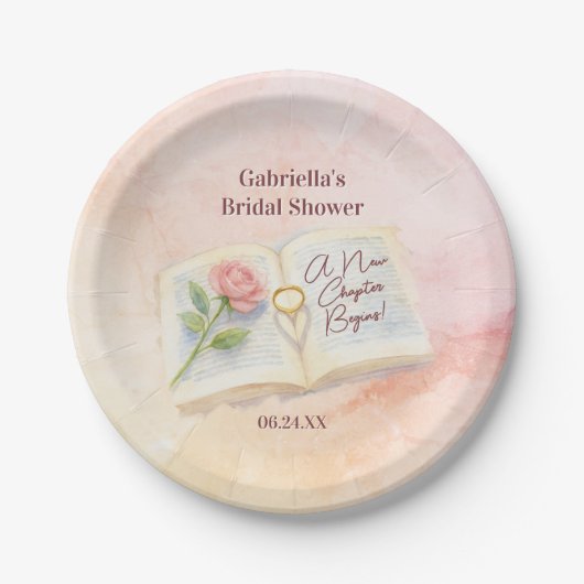 Ein neues Kapitel beginnt mit dem Rosenbuch-Brautp Pappteller (Vorderseite)