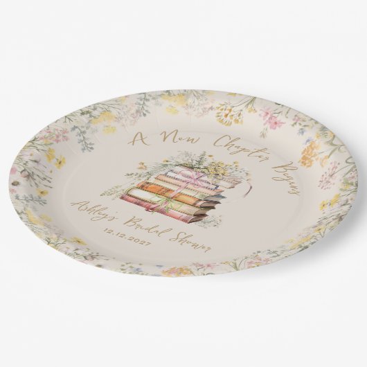 Ein neues Kapitel beginnt mit dem rustikalen Braut Pappteller (Schrägansicht)