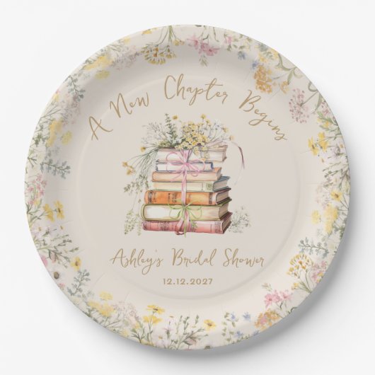 Ein neues Kapitel beginnt mit dem rustikalen Braut Pappteller (Vorderseite)