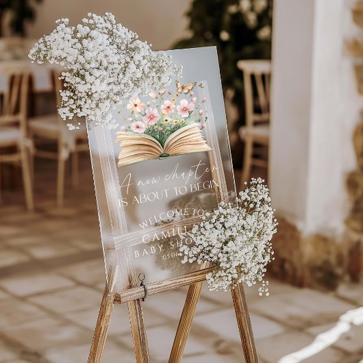 Ein neues Kapitel beginnt mit der Babydusche Acrylschild