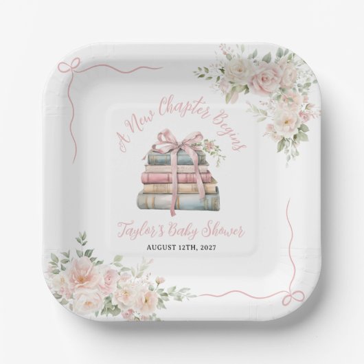 Ein neues Kapitel beginnt mit der Babydusche Pappteller (Vorderseite)