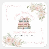 Ein neues Kapitel beginnt mit der Babydusche Quadratischer Aufkleber (Vorderseite)