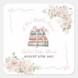 Ein neues Kapitel beginnt mit der Babydusche Quadratischer Aufkleber