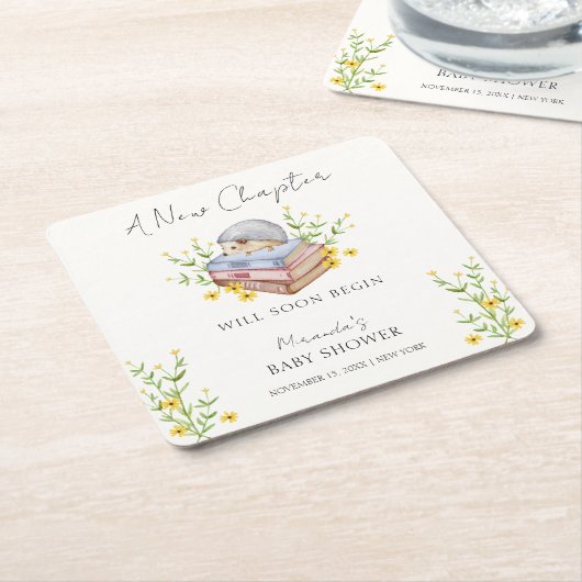 Ein neues Kapitel beginnt mit der Blumen-Igel-Kind Rechteckiger Pappuntersetzer (angewinkelt)