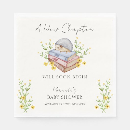 Ein neues Kapitel beginnt mit der Blumen-Igel-Kind Serviette (Vorderseite)