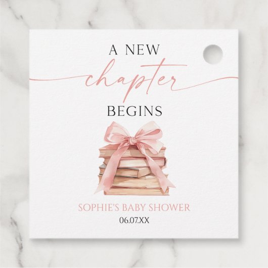 Ein neues Kapitel beginnt mit der Pink Bow Books B Geschenkanhänger (Rückseite)