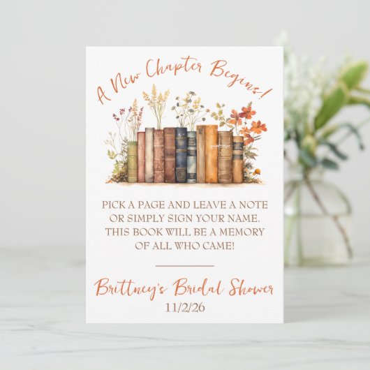 Ein neues Kapitel beginnt mit einem Brautparty-Gäs Einladung (Stehend Vorderseite)