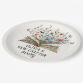 Ein neues Kapitel beginnt mit Wildblume Book Baby  Pappteller (Schrägansicht)