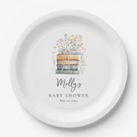 Ein neues Kapitel beginnt mit Wildblume Book Baby Pappteller (Vorderseite)