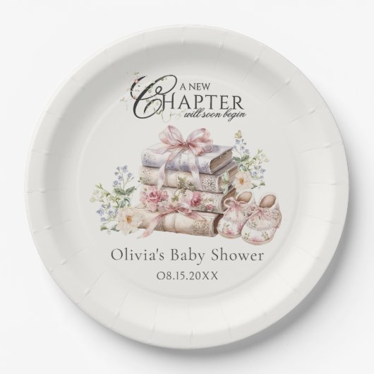 Ein neues Kapitel beginnt mit Wildblume Book Baby  Pappteller (Vorderseite)