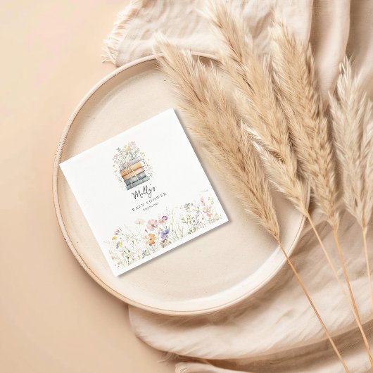 Ein neues Kapitel beginnt mit Wildblume Book Baby  Serviette