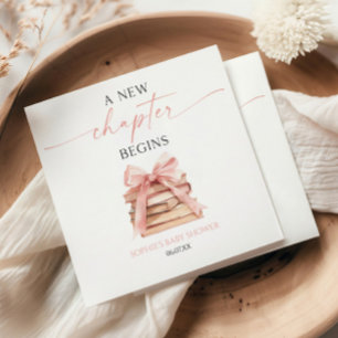 Ein neues Kapitel beginnt Pink Bow Books Baby Show Serviette