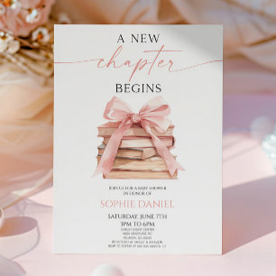 Ein neues Kapitel beginnt Pink Bow Books Babyparty Einladung