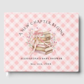 Ein neues Kapitel beginnt Pink Bow Bücher Baby-Par Gästebuch (Vorderseite)