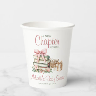 Ein neues Kapitel beginnt Pink Schleife Baby-Party Pappbecher