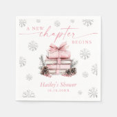 Ein neues Kapitel beginnt, rosa Schleife Winter-Ba Serviette (Vorderseite)