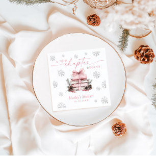 Ein neues Kapitel beginnt, rosa Schleife Winter-Ba Serviette