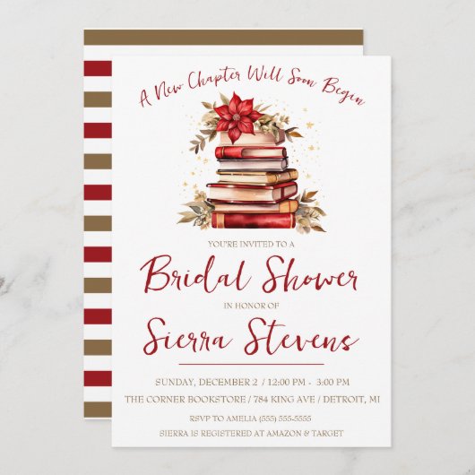 Ein neues Kapitel beginnt, Weihnachten Thema Braut Einladung (Vorne/Hinten)