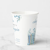 Ein neues Kapitel Blaues Babyshower Pappbecher (Links)