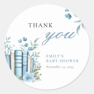 Ein neues Kapitel Blaues Babyshower Runder Aufkleber