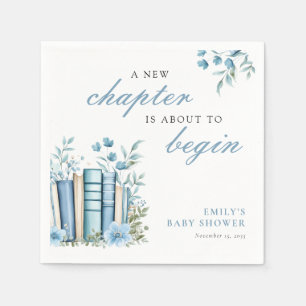 Ein neues Kapitel Blaues Babyshower Serviette