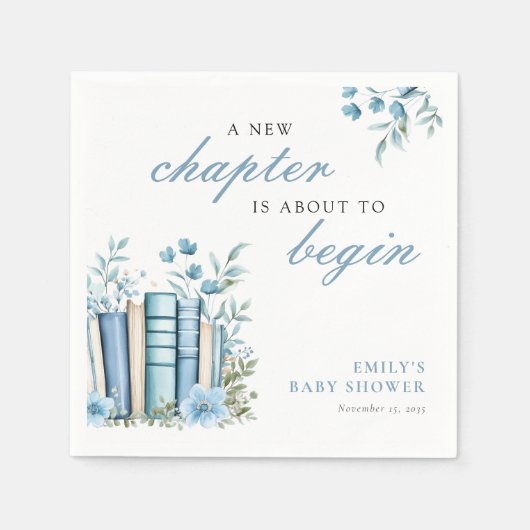 Ein neues Kapitel Blaues Babyshower Serviette (Vorderseite)